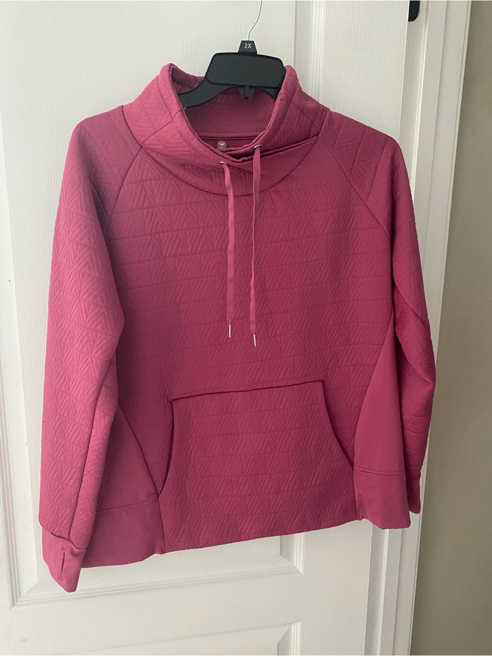 MTA Sport Quilted Funnel-Neck Pullover in Rose Pink